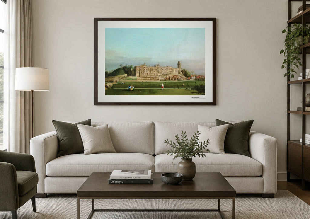 Château de Warwick – Canaletto, aperçu encadré en situation