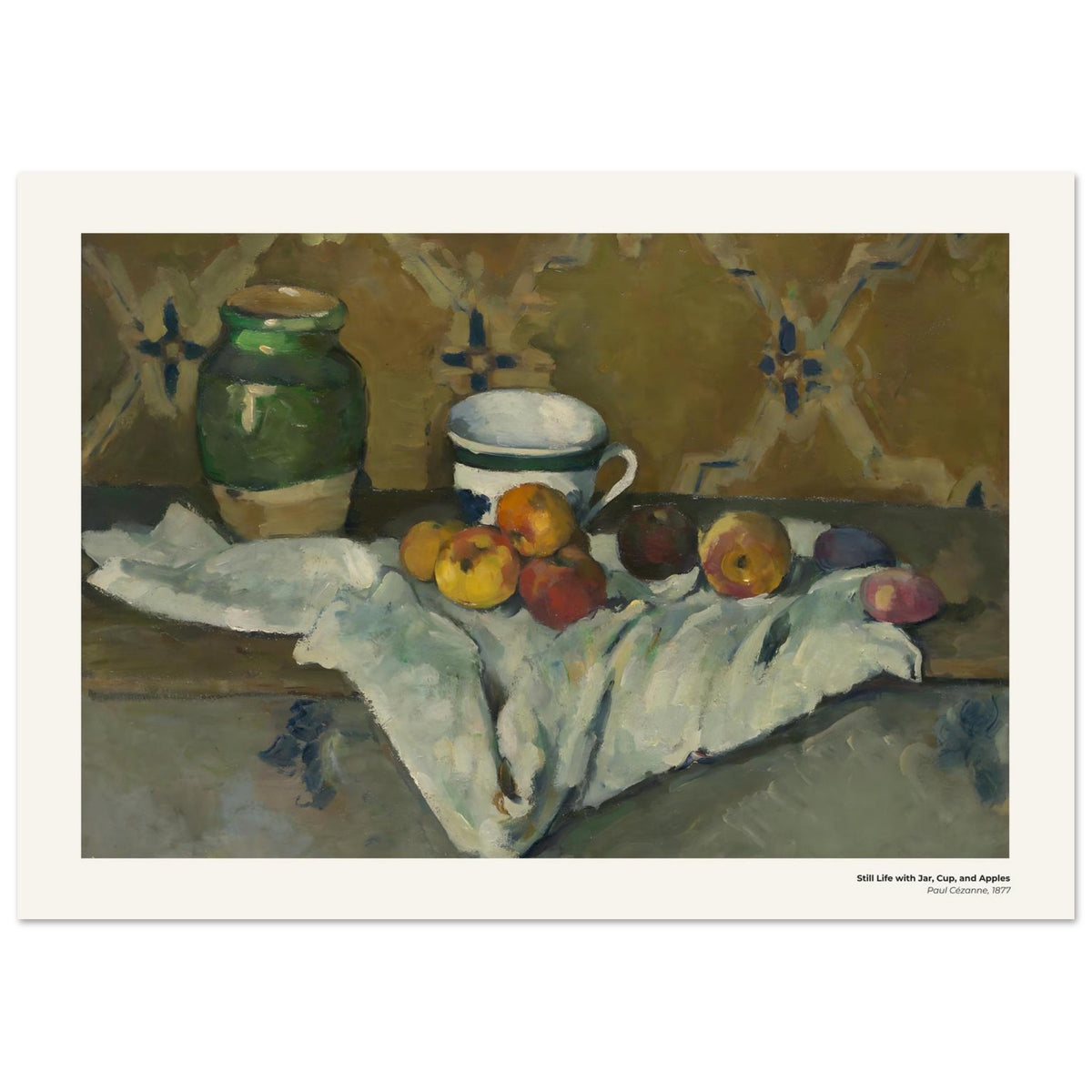 Nature morte au pot, à la tasse et aux pommes – Paul Cézanne, reproduction d'art