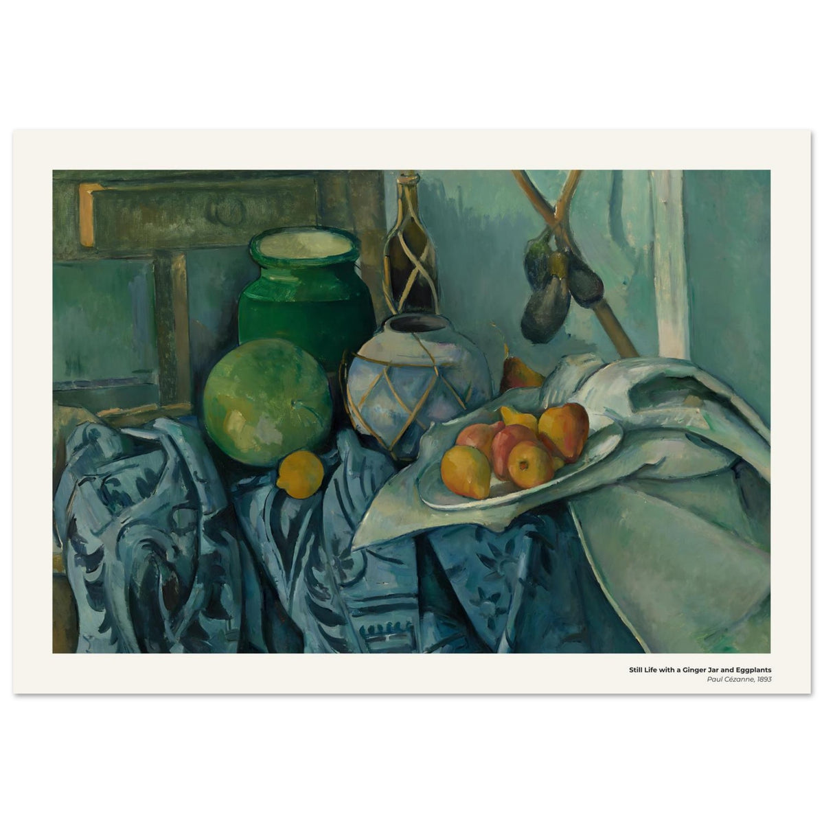 Nature morte au pot à gingembre et aux aubergines – Paul Cézanne, détail de la reproduction