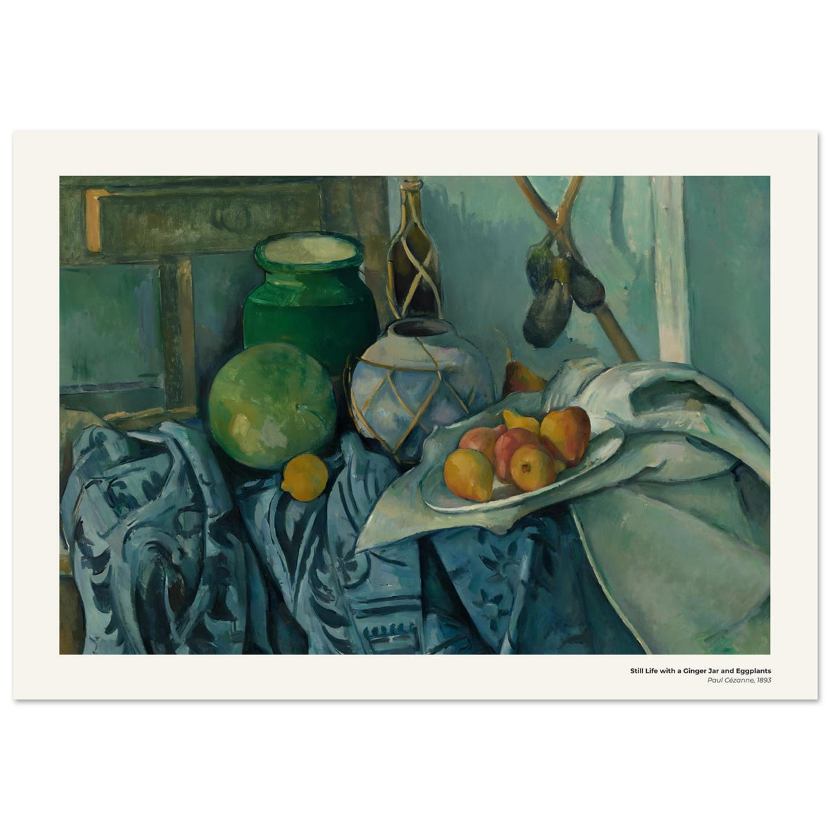 Nature morte au pot à gingembre et aux aubergines – Paul Cézanne, détail de la reproduction