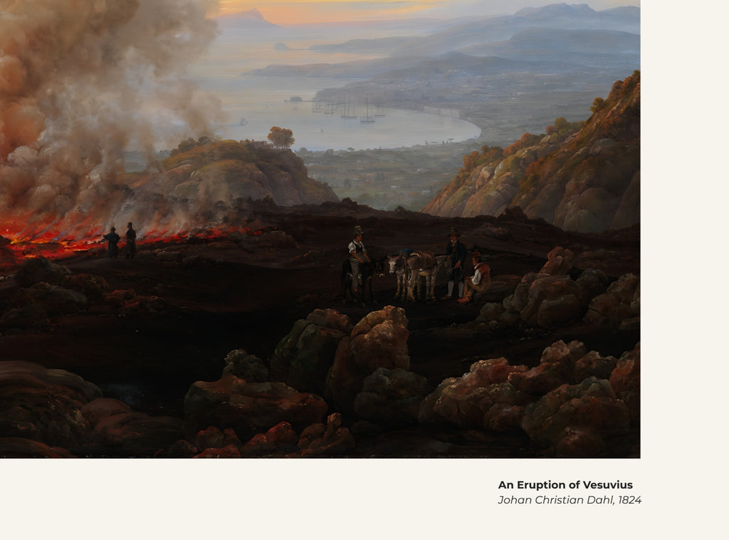 Une éruption du Vésuve – Johan Christian Dahl, avec légende titre et artiste
