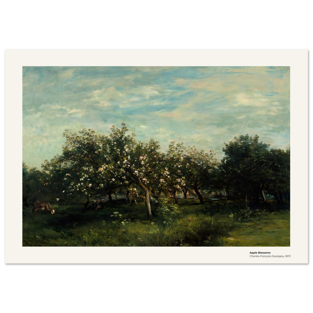 Fleurs de pommier – Charles-François Daubigny, détail de la reproduction