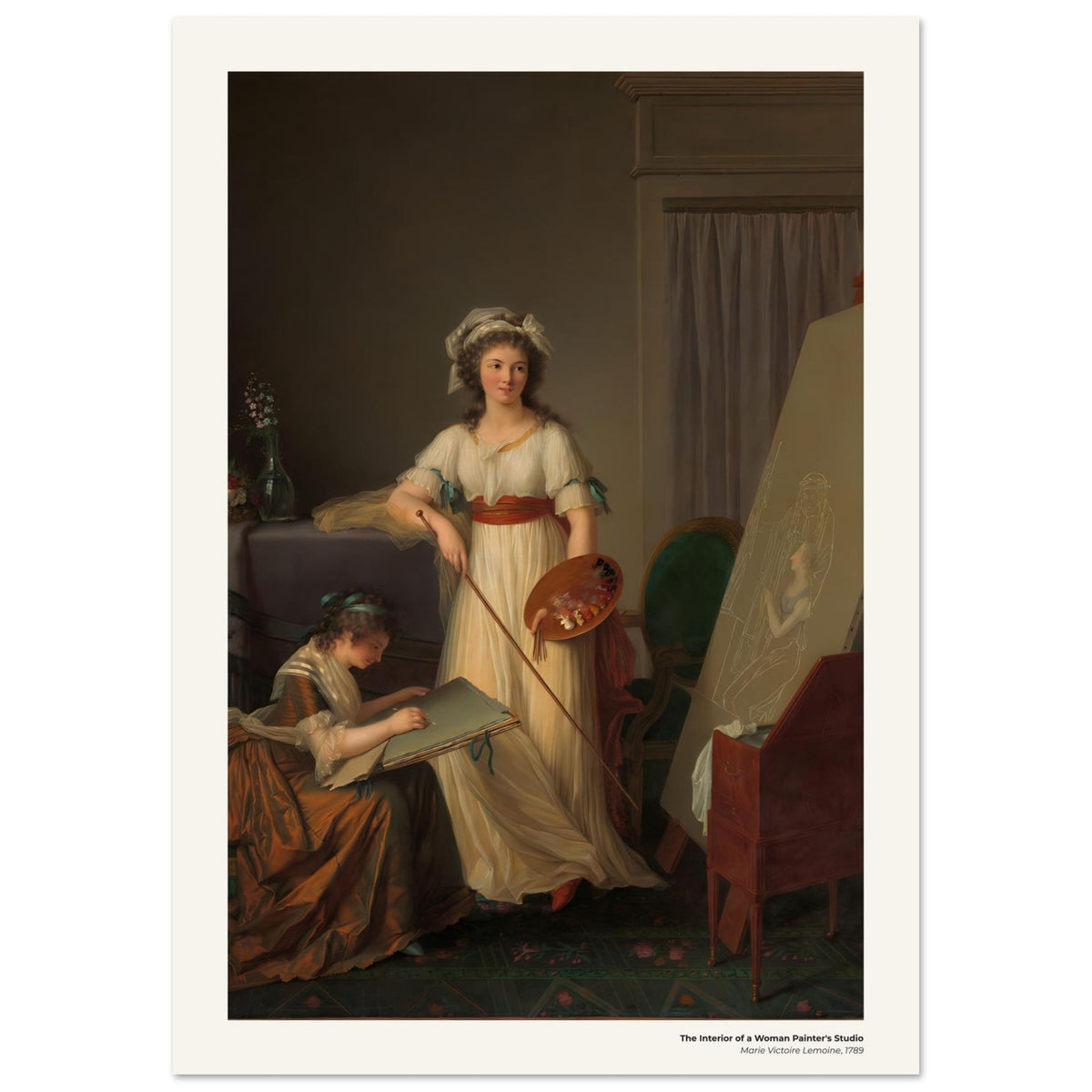 L'intérieur de l'atelier d'une femme peintre – Marie Victoire Lemoine, reproduction d'art