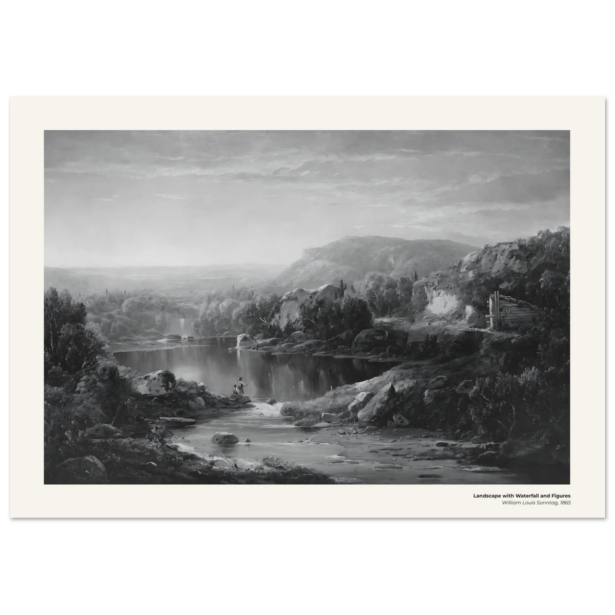 Paysage avec cascade et personnages – William Louis Sonntag, détail de la reproduction