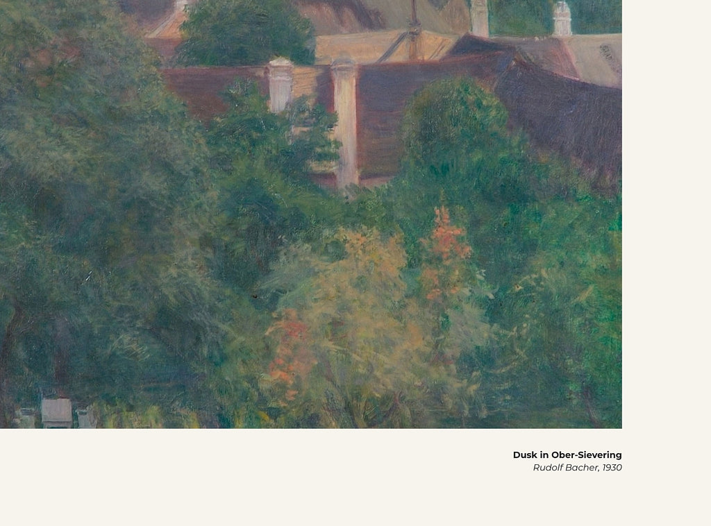 Crépuscule à Ober-Sievering – Rudolf Bacher, avec légende titre et artiste