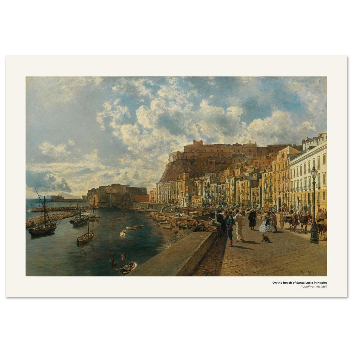 Sur la plage de Santa Lucia à Naples – Rudolf von Alt, reproduction d'art
