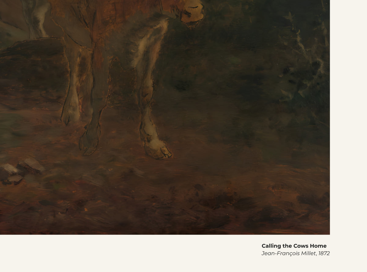 Rappeler les vaches à l'étable – Jean-François Millet, avec légende titre et artiste