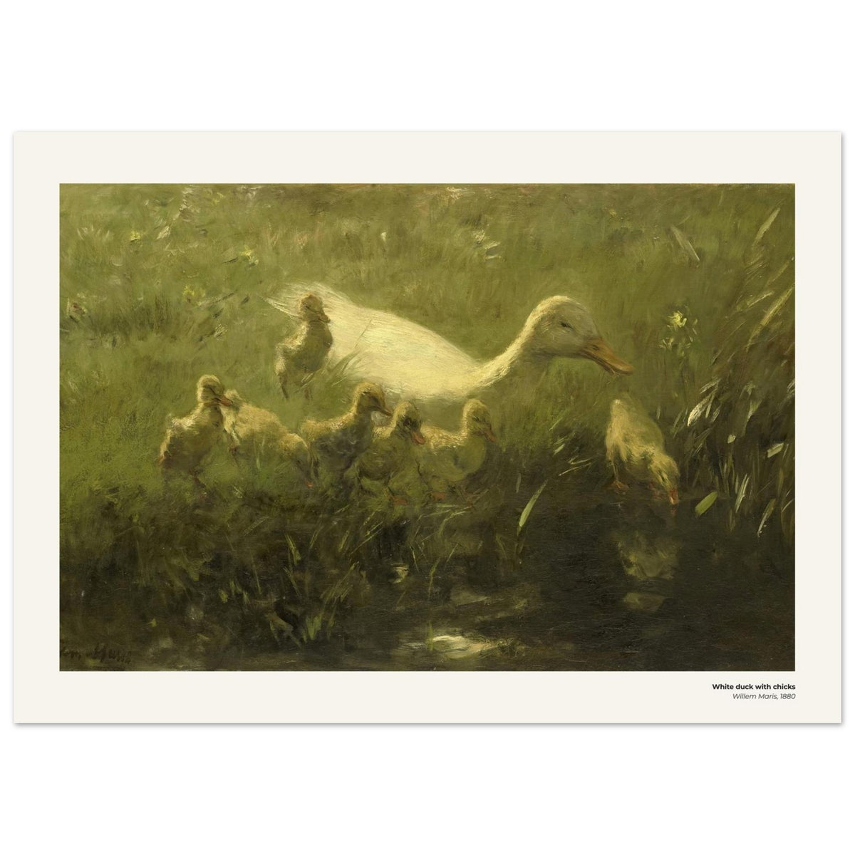 Canard blanc et ses canetons – Willem Maris, détail de la reproduction