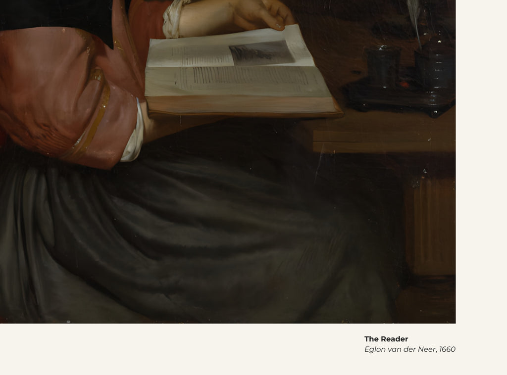 Le Liseur – Eglon van der Neer, avec légende titre et artiste