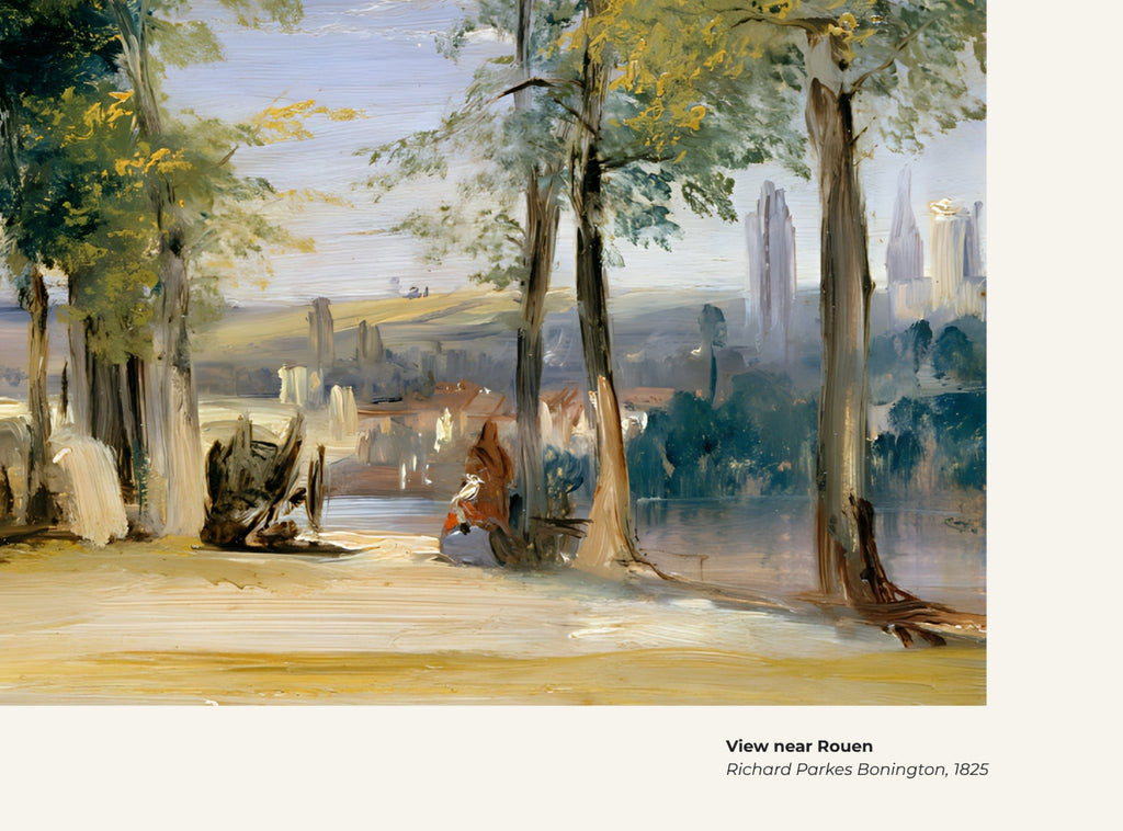 Vue près de Rouen – Richard Parkes Bonington, avec légende titre et artiste