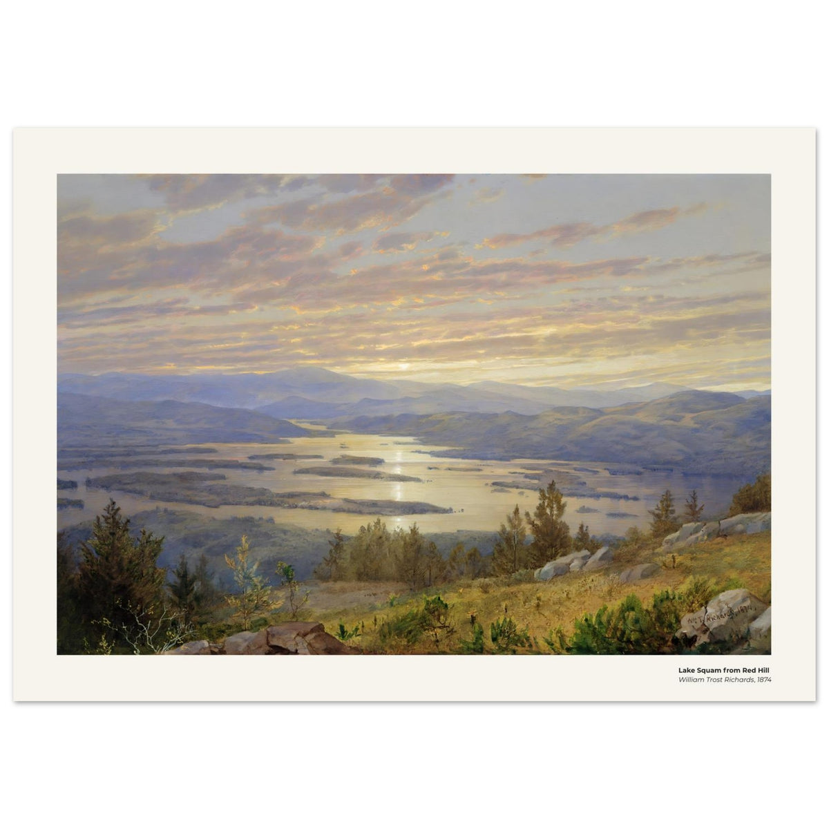 Le lac Squam vu depuis Red Hill – William Trost Richards, détail de la reproduction