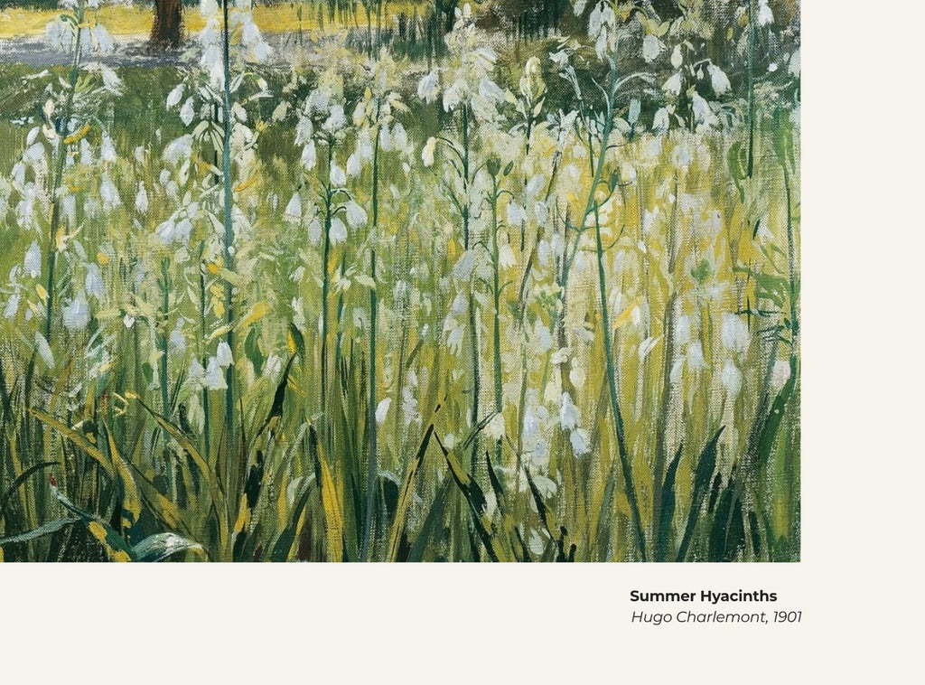 Jacinthes d'été – Hugo Charlemont, avec légende titre et artiste