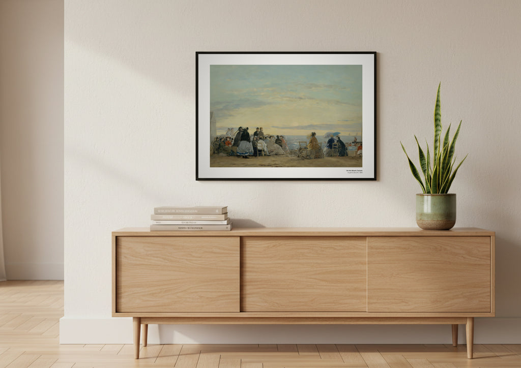Sur la plage, au coucher du soleil – Eugène Boudin, aperçu encadré en situation