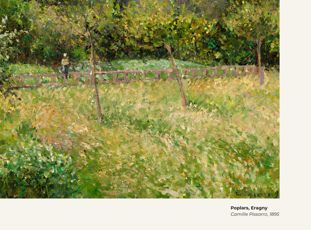 Peupliers, Eragny – Camille Pissarro, avec légende titre et artiste