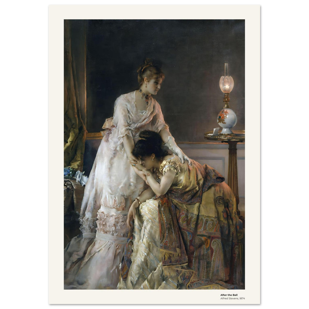 Après le bal – Alfred Stevens, détail de la reproduction