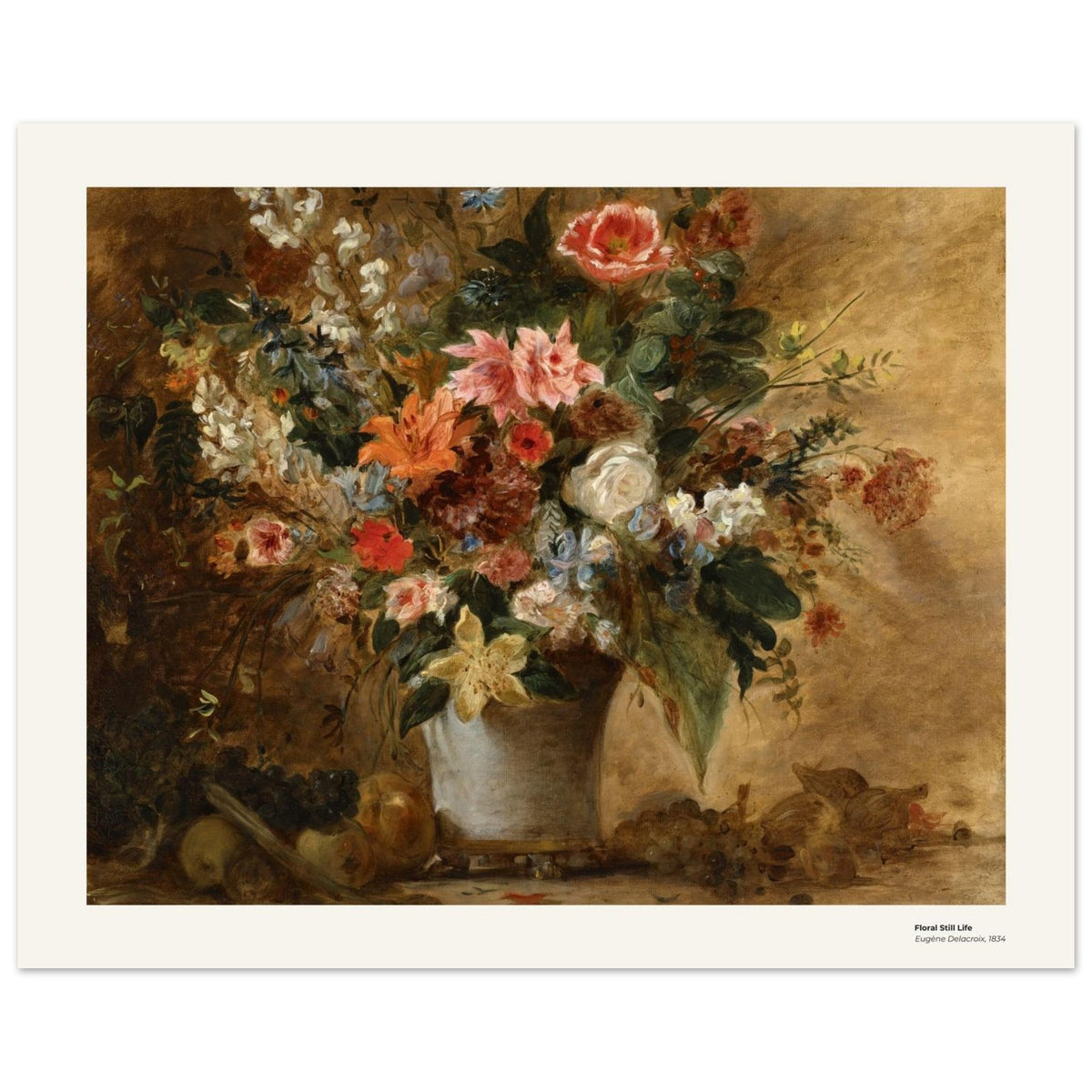 nature morte florale – Eugène Delacroix, détail de la reproduction