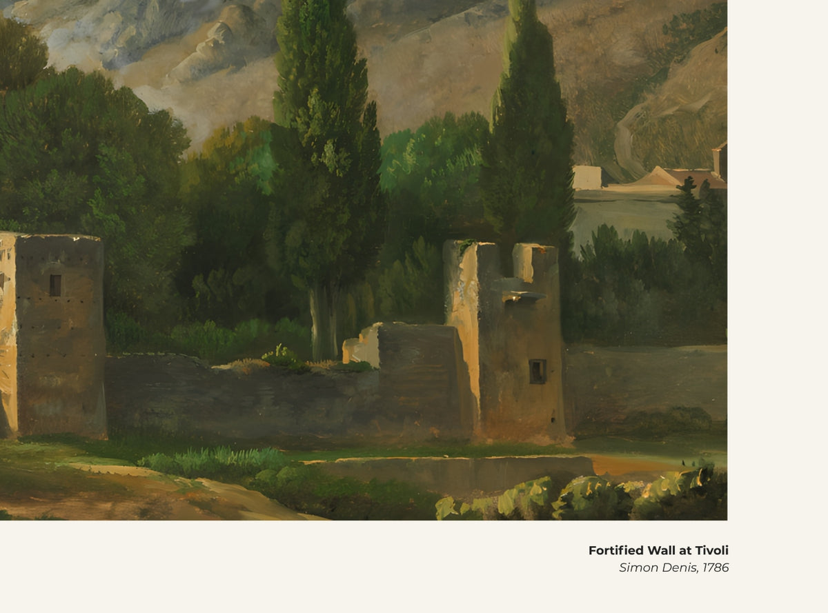Mur fortifié à Tivoli – Simon Denis, avec légende titre et artiste