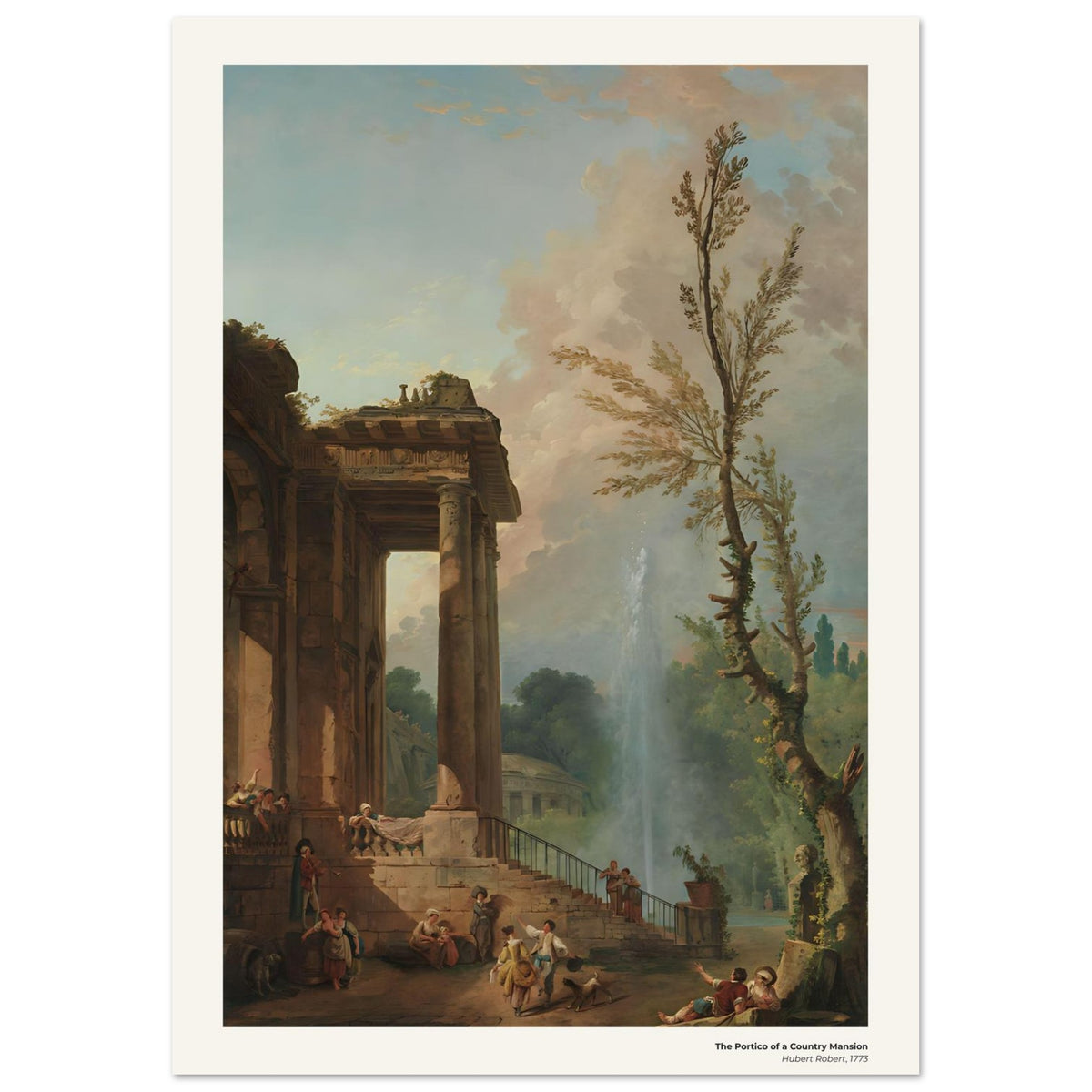 Le portique d'une demeure de campagne – Hubert Robert, détail de la reproduction