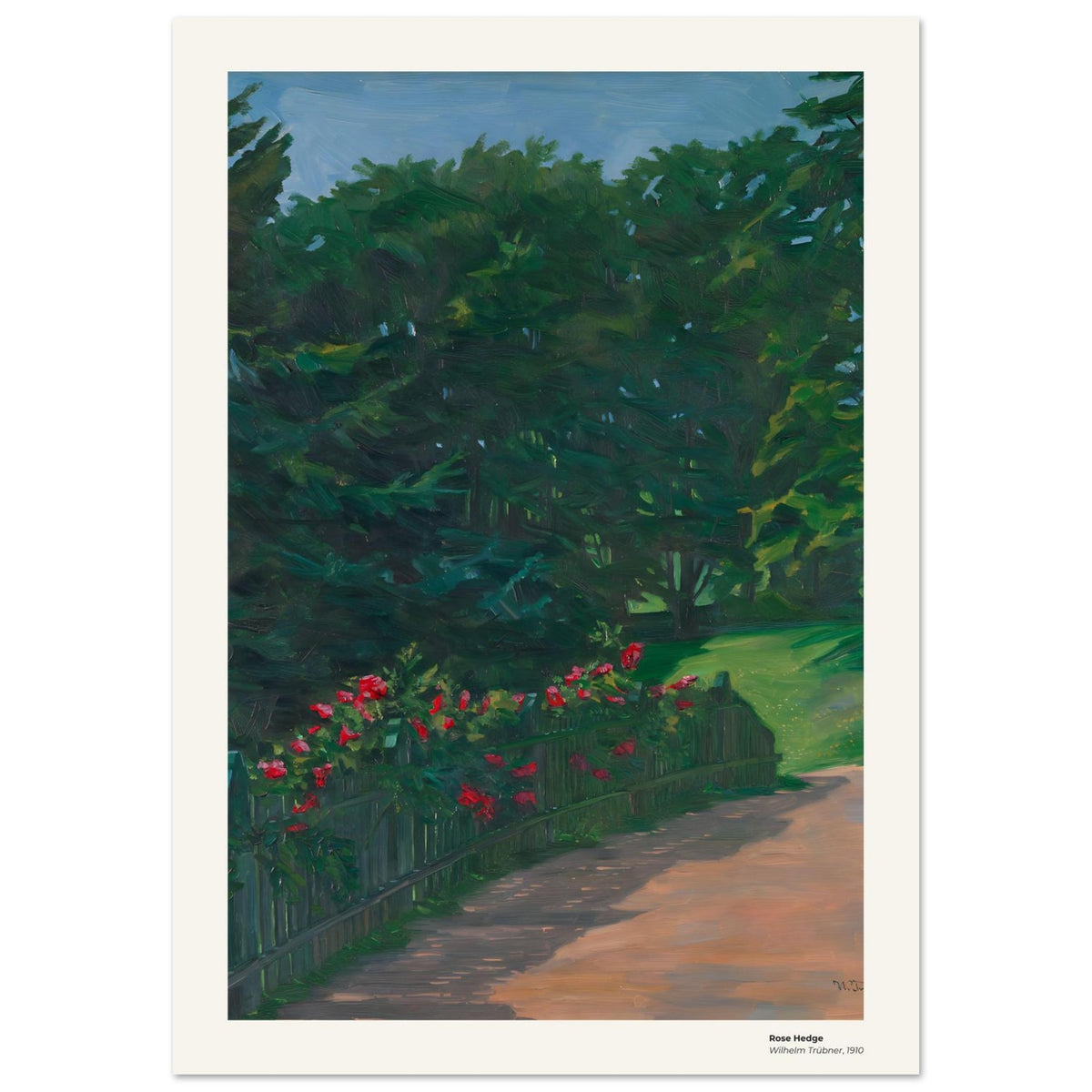 Haie de rosiers – Wilhelm Trübner, reproduction d'art
