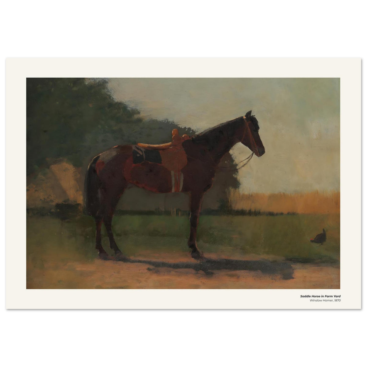 Cheval de selle dans la cour de la ferme – Winslow Homer, détail de la reproduction