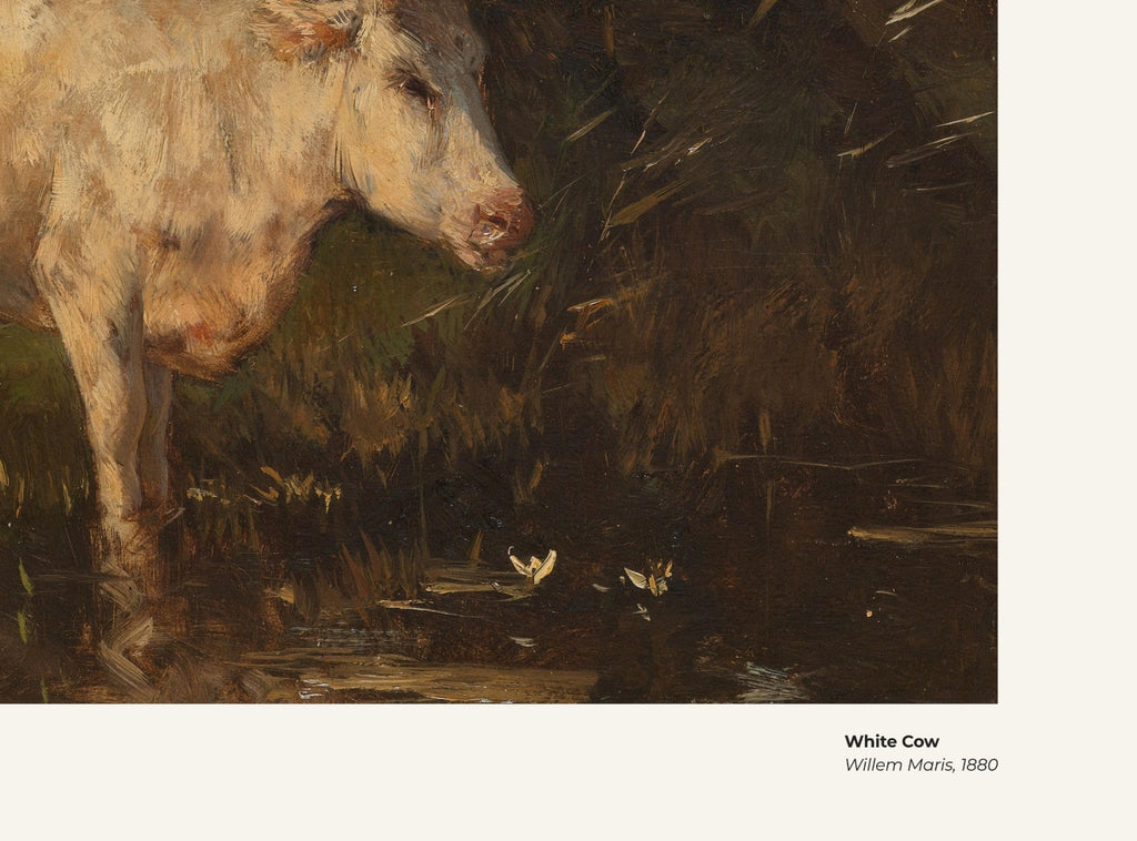 Vache blanche – Willem Maris, avec légende titre et artiste