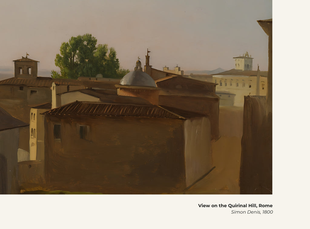 Vue sur le mont Quirinal, Rome – Simon Denis, avec légende titre et artiste