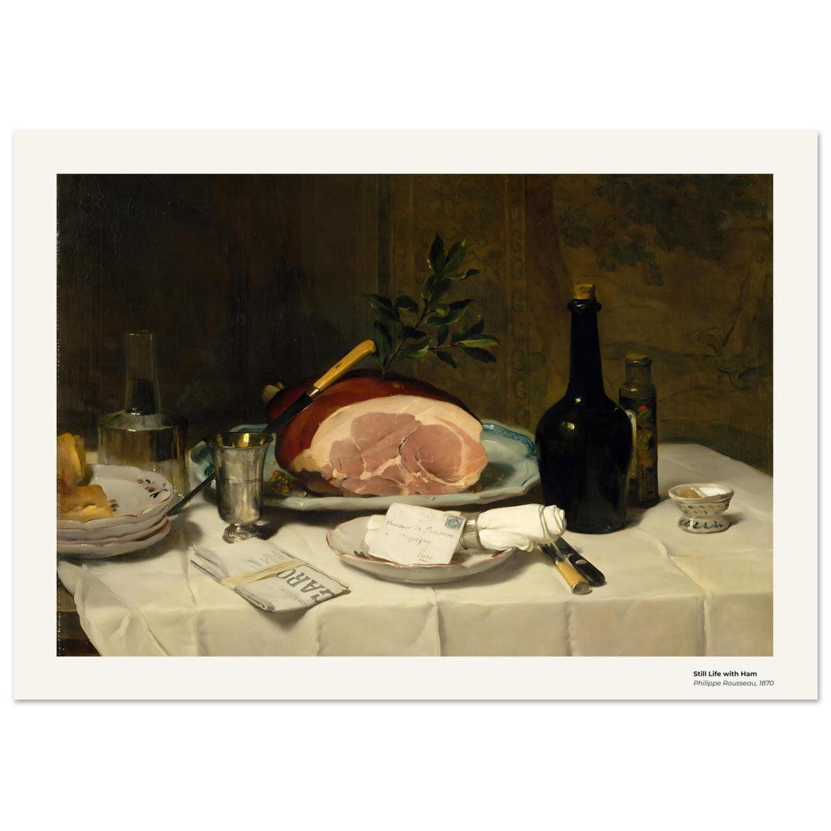 Nature morte au jambon – Philippe Rousseau, détail de la reproduction