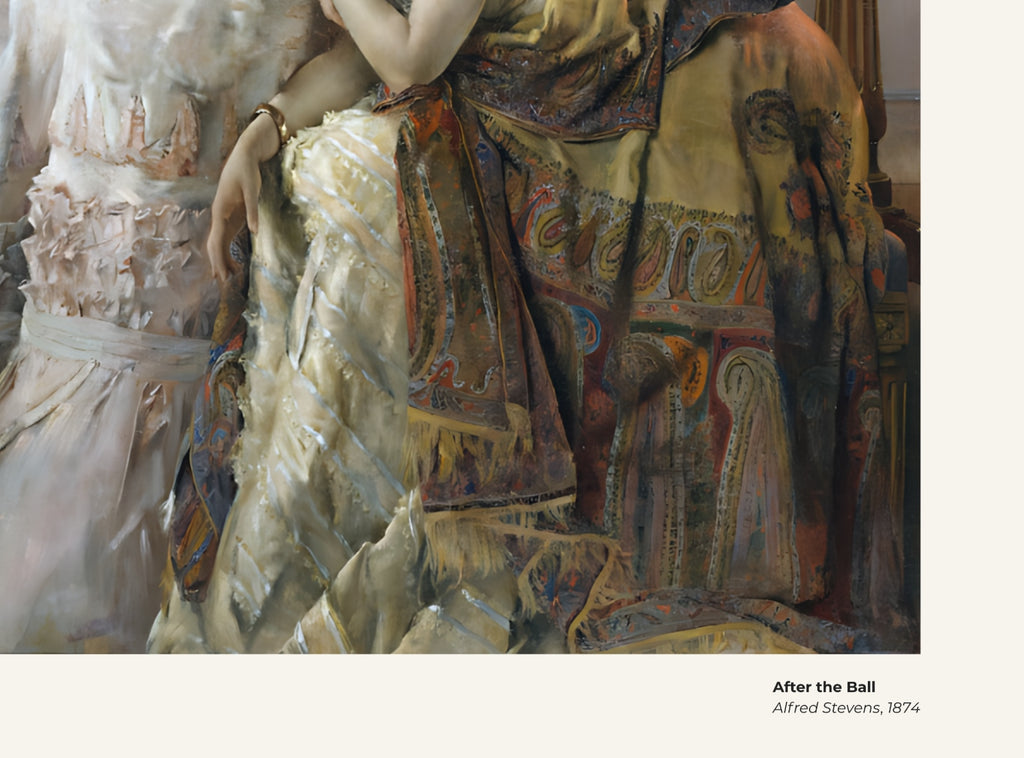Après le bal – Alfred Stevens, avec légende titre et artiste