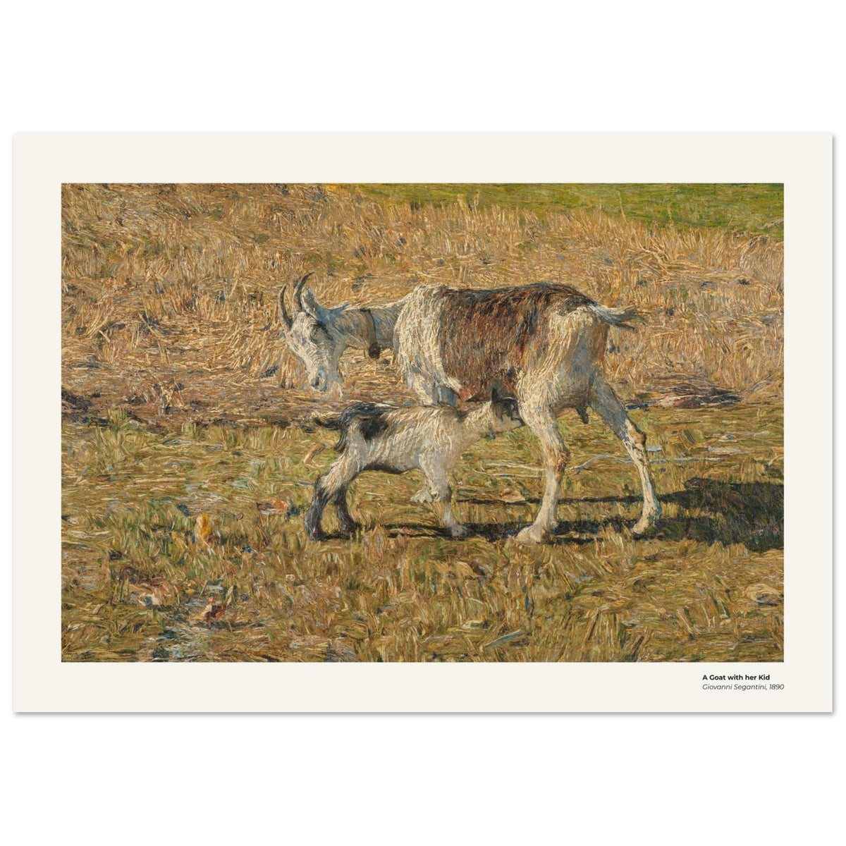 Une chèvre et son chevreau – Giovanni Segantini, détail de la reproduction