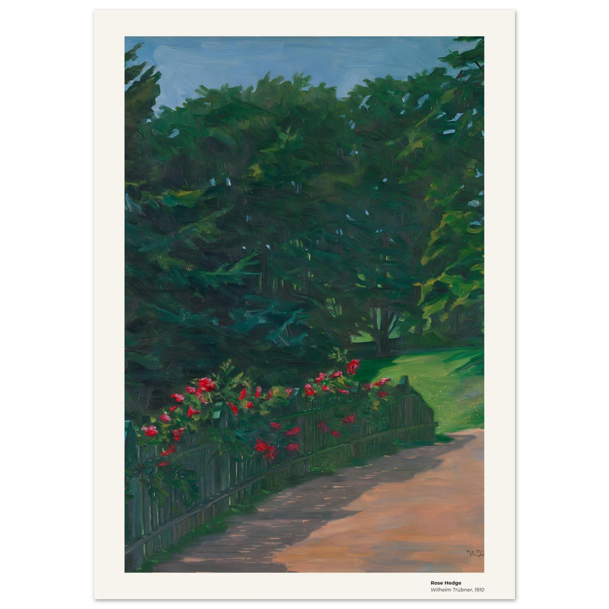 Haie de rosiers – Wilhelm Trübner, détail de la reproduction