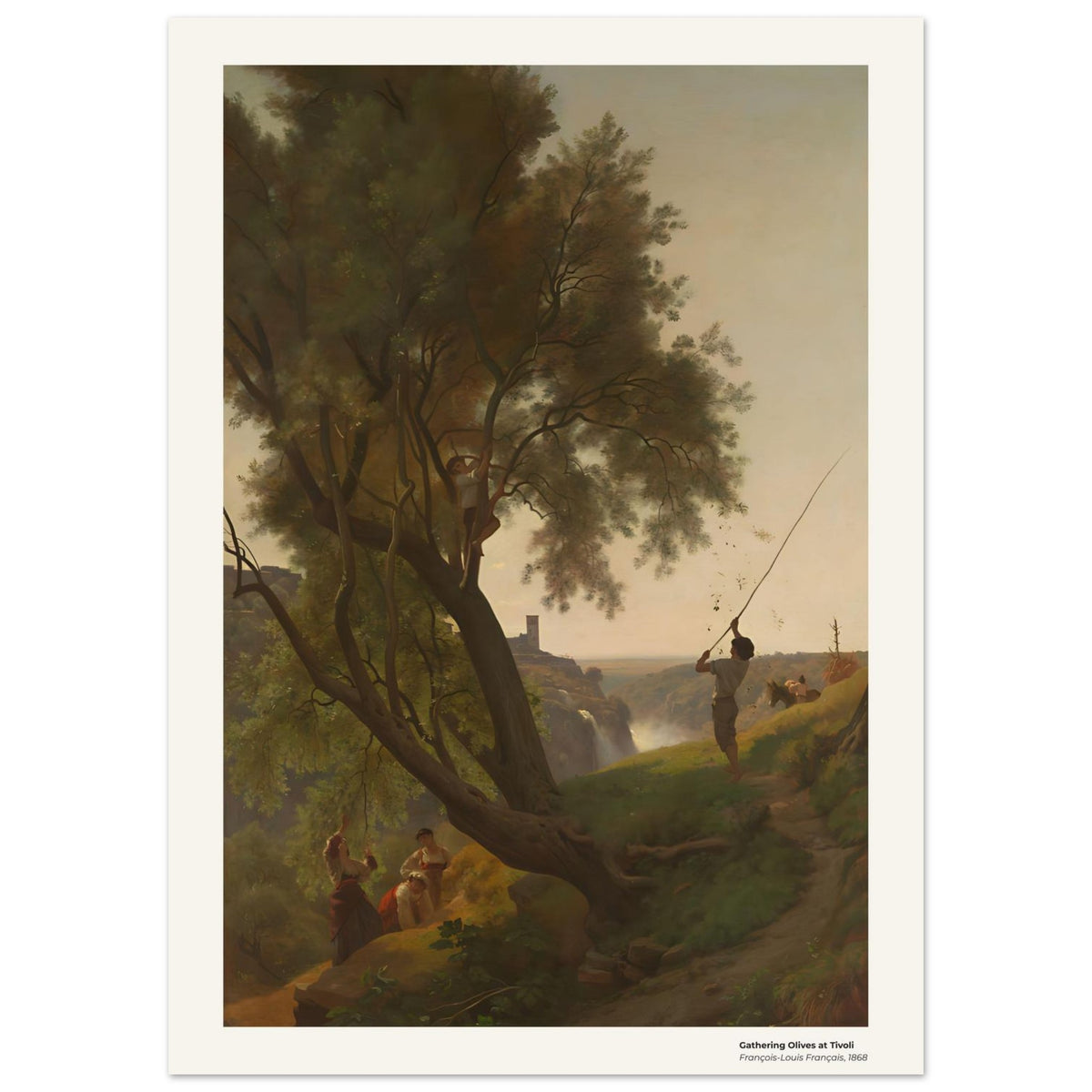 La récolte des olives à Tivoli – François-Louis Français, détail de la reproduction