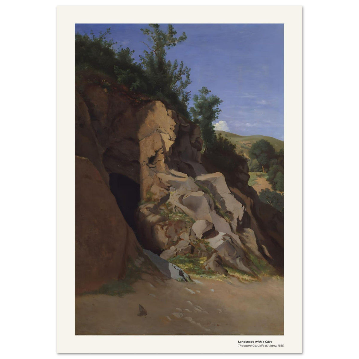 Paysage avec une grotte – Théodore Caruelle d'Aligny, reproduction d'art