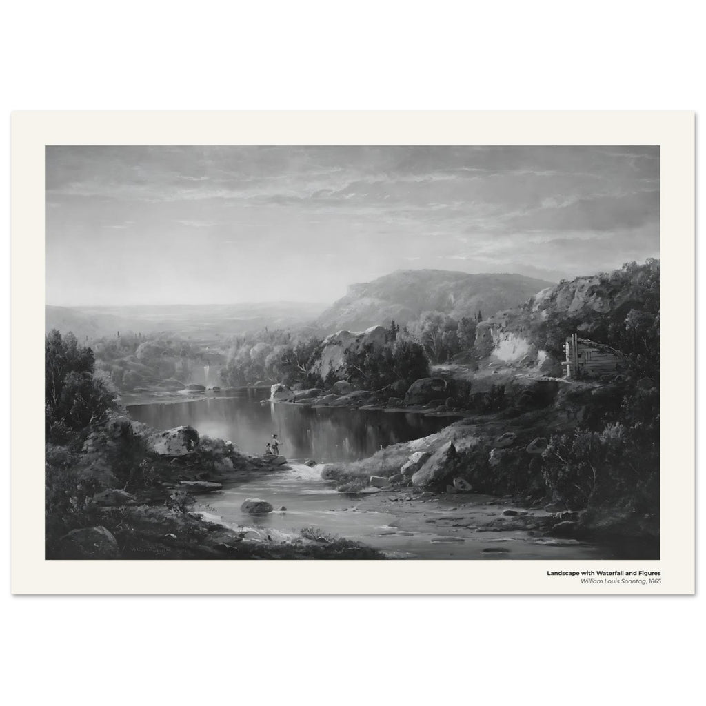 Paysage avec cascade et personnages – William Louis Sonntag, détail de la reproduction