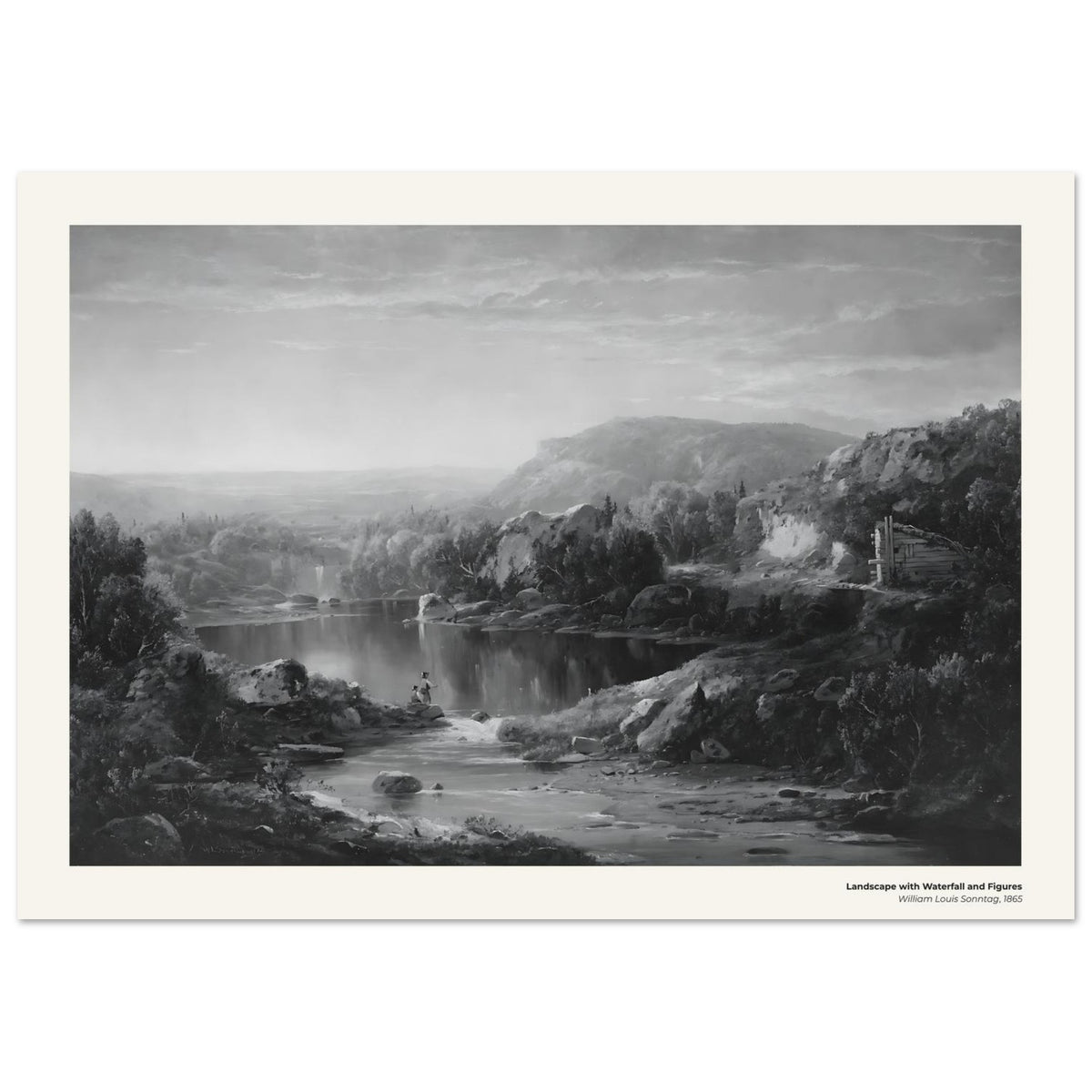 Paysage avec cascade et personnages – William Louis Sonntag, détail de la reproduction