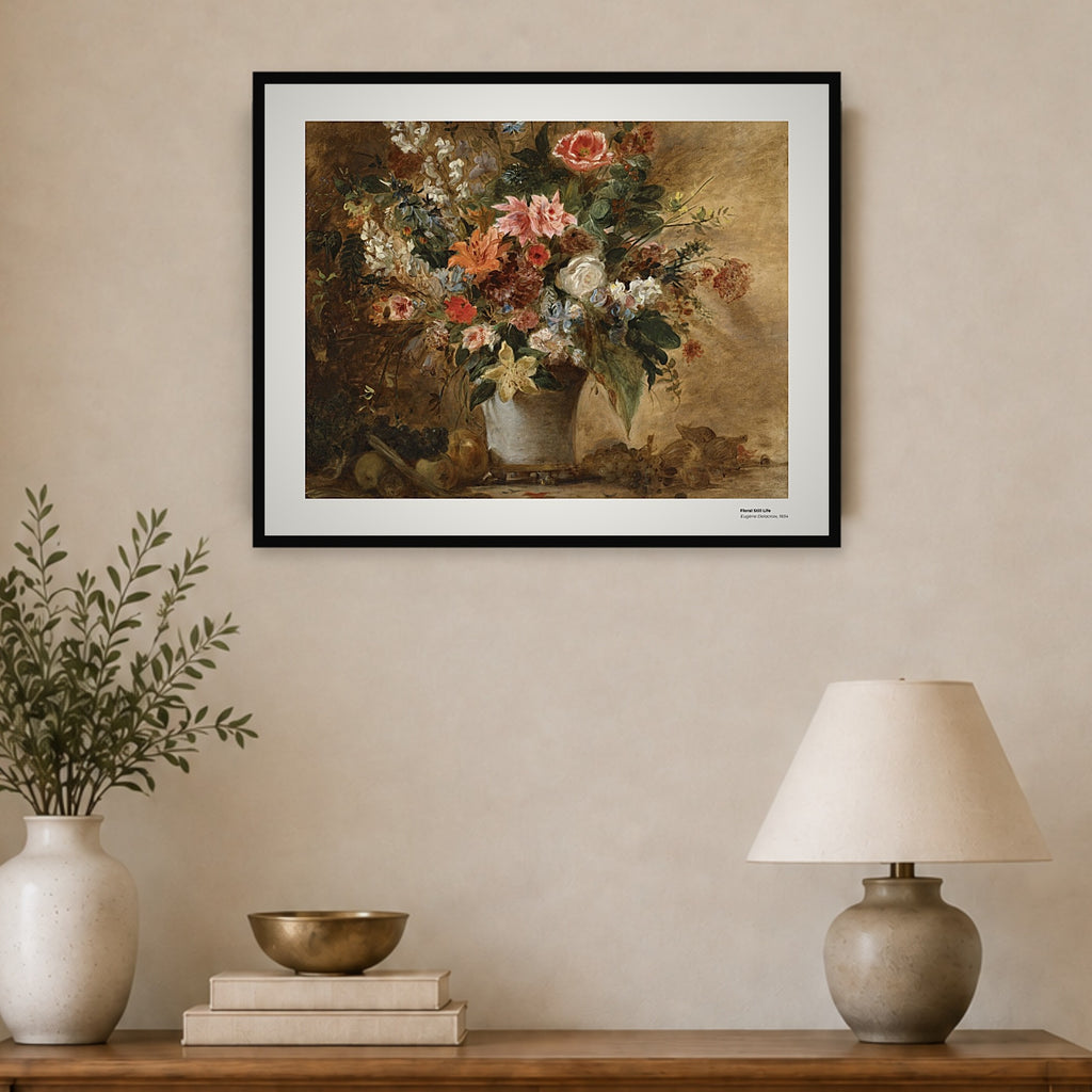 nature morte florale – Eugène Delacroix, aperçu encadré en situation