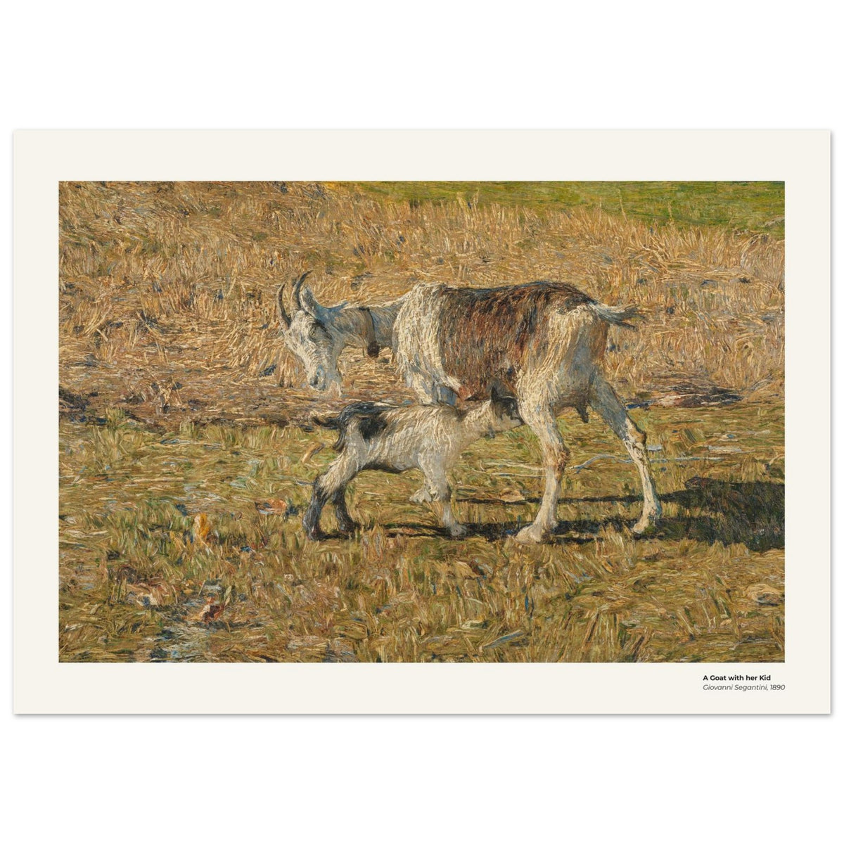Une chèvre et son chevreau – Giovanni Segantini, détail de la reproduction