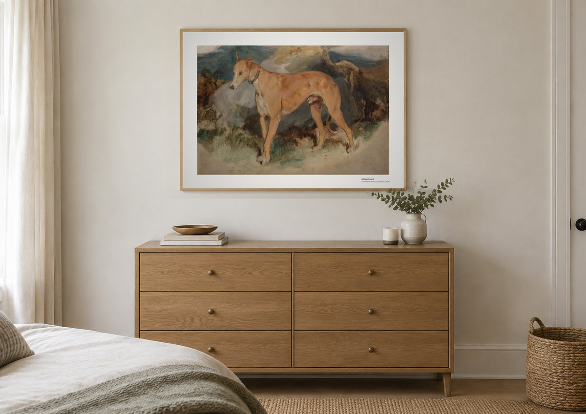 Un deerhound – Edwin Landseer, aperçu encadré en situation
