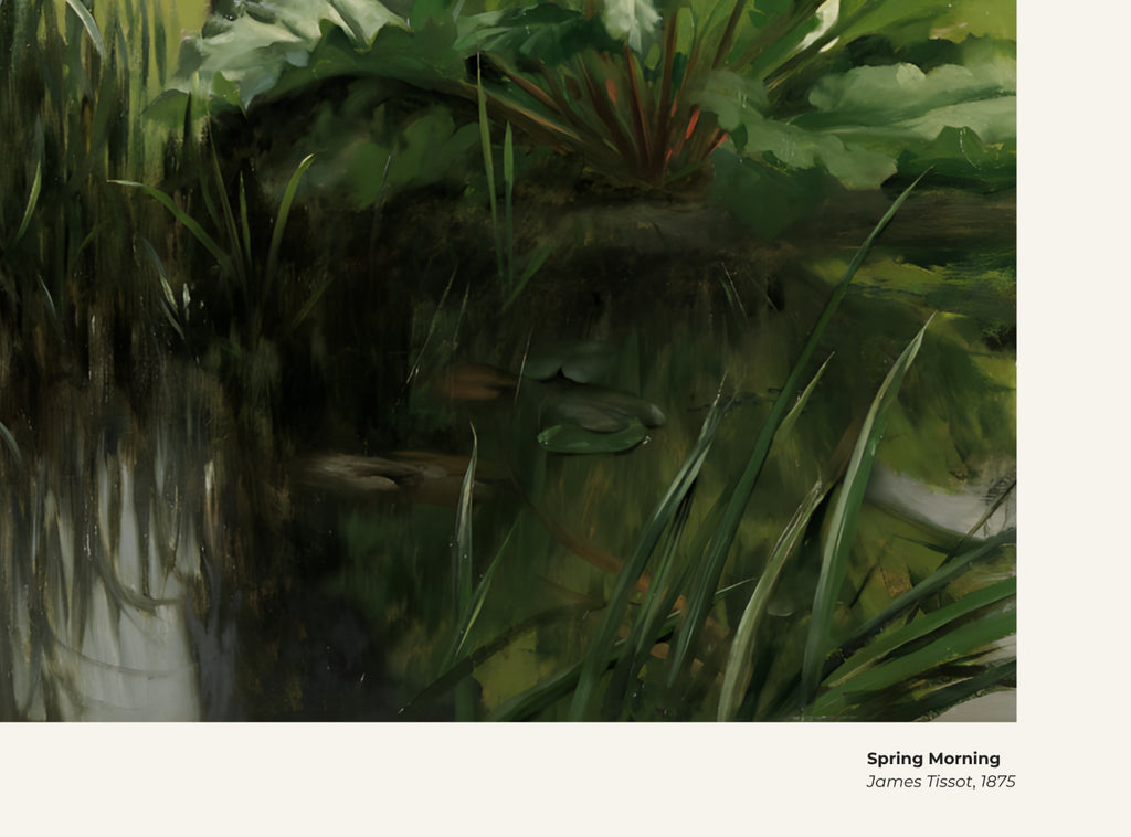 Matin de printemps – James Tissot, avec légende titre et artiste