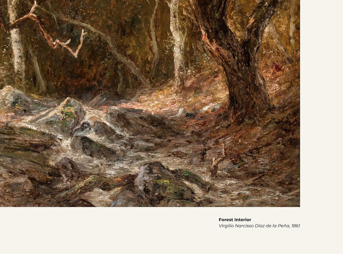 Intérieur de forêt – Narcisse Virgilio Díaz de la Peña, avec légende titre et artiste