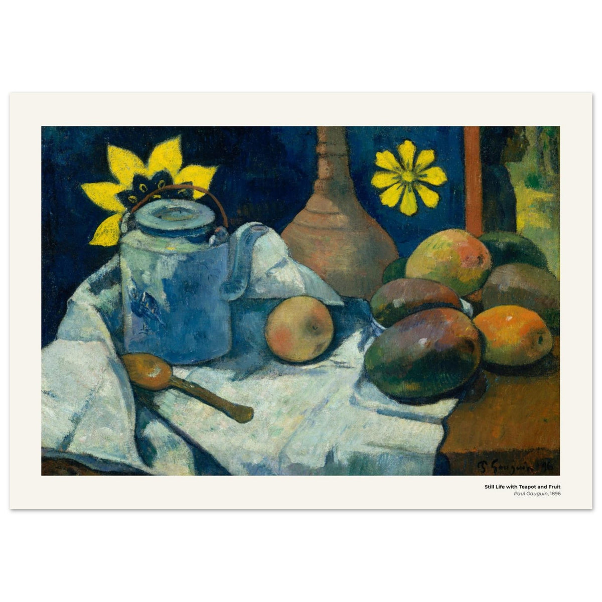 Nature morte à la théière et aux fruits – Paul Gauguin, détail de la reproduction