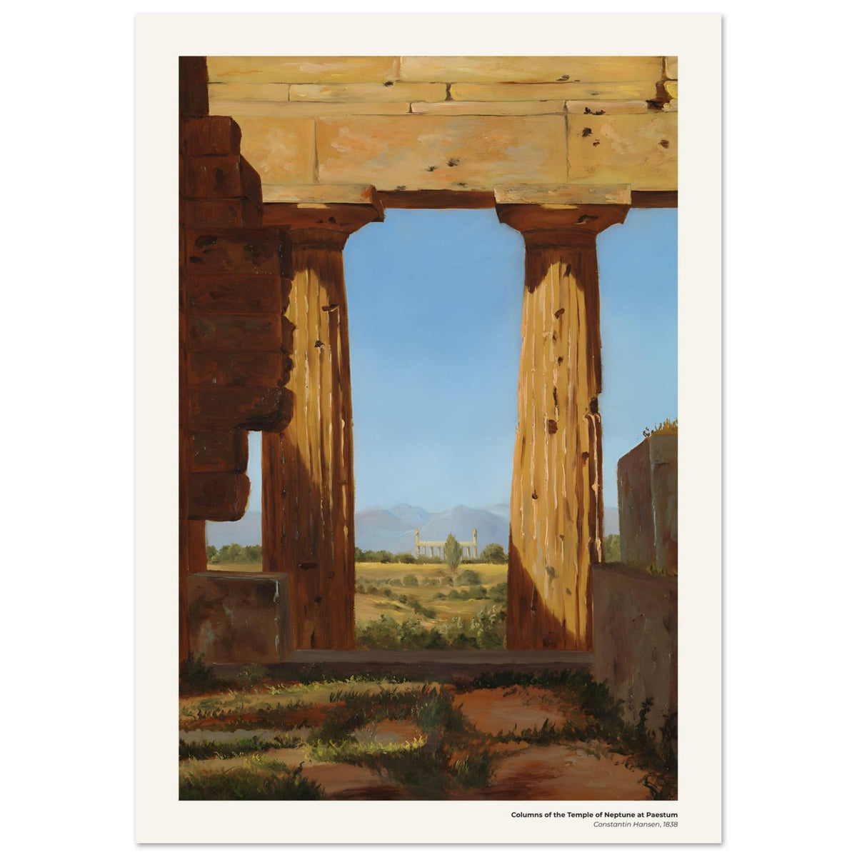 Colonnes du temple de Neptune à Paestum – Constantin Hansen, reproduction d'art