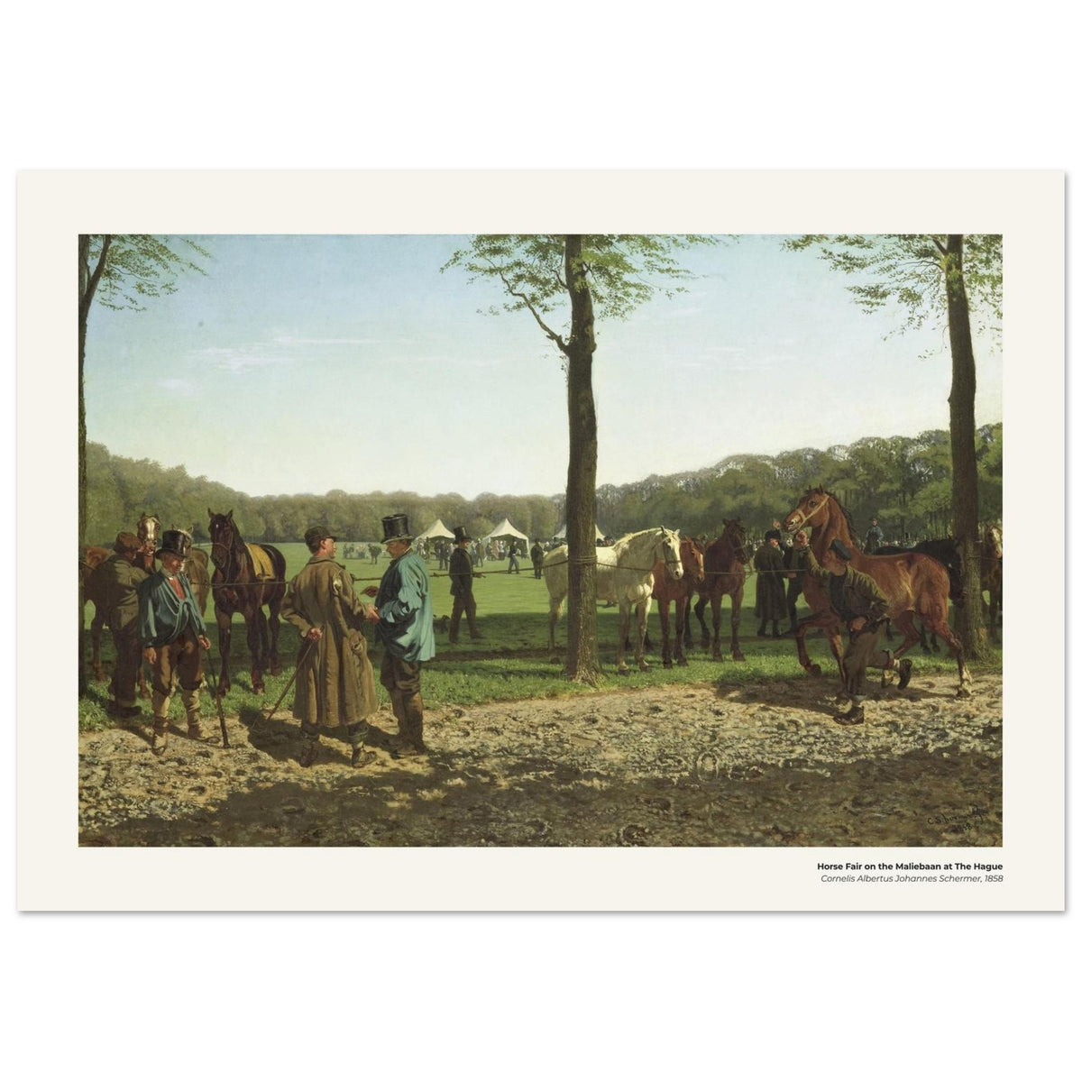 Foire aux chevaux sur la Maliebaan à La Haye – Cornelis Albertus Johannes Schermer, détail de la reproduction