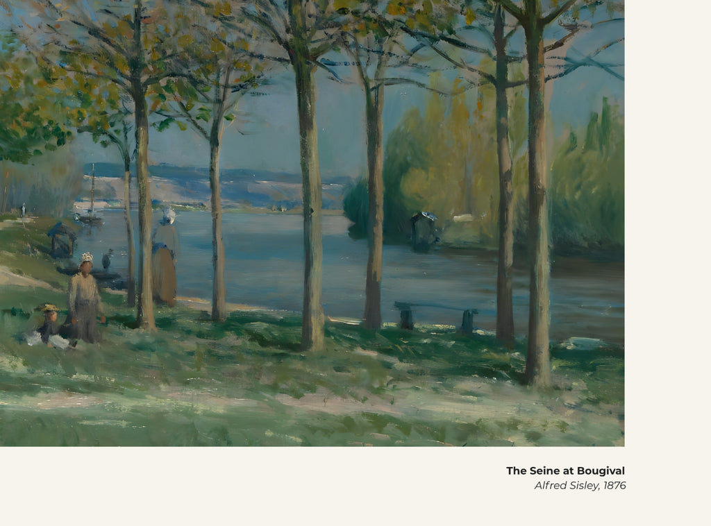 La Seine à Bougival – Alfred Sisley, avec légende titre et artiste