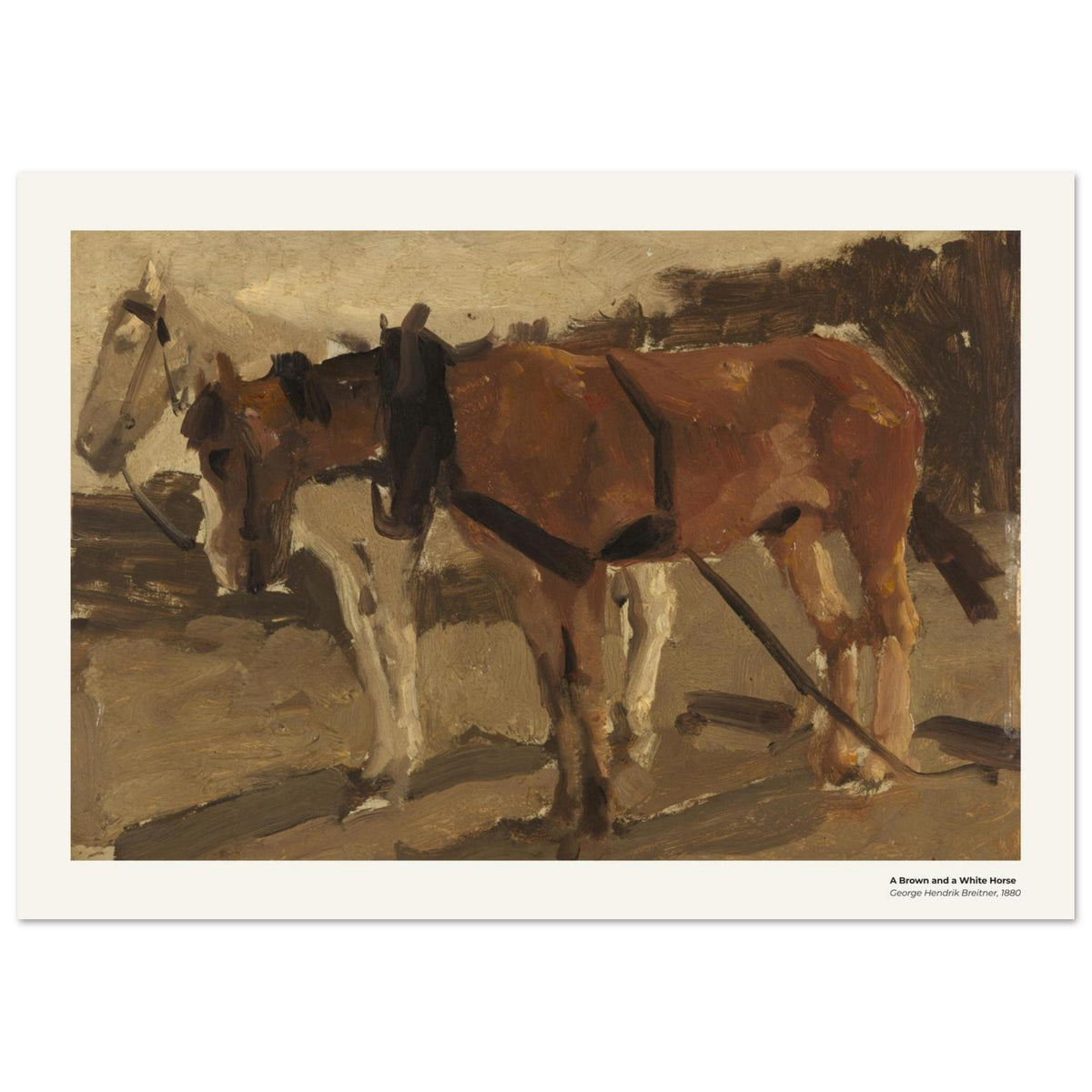 Un cheval brun et un cheval blanc – George Hendrik Breitner, détail de la reproduction