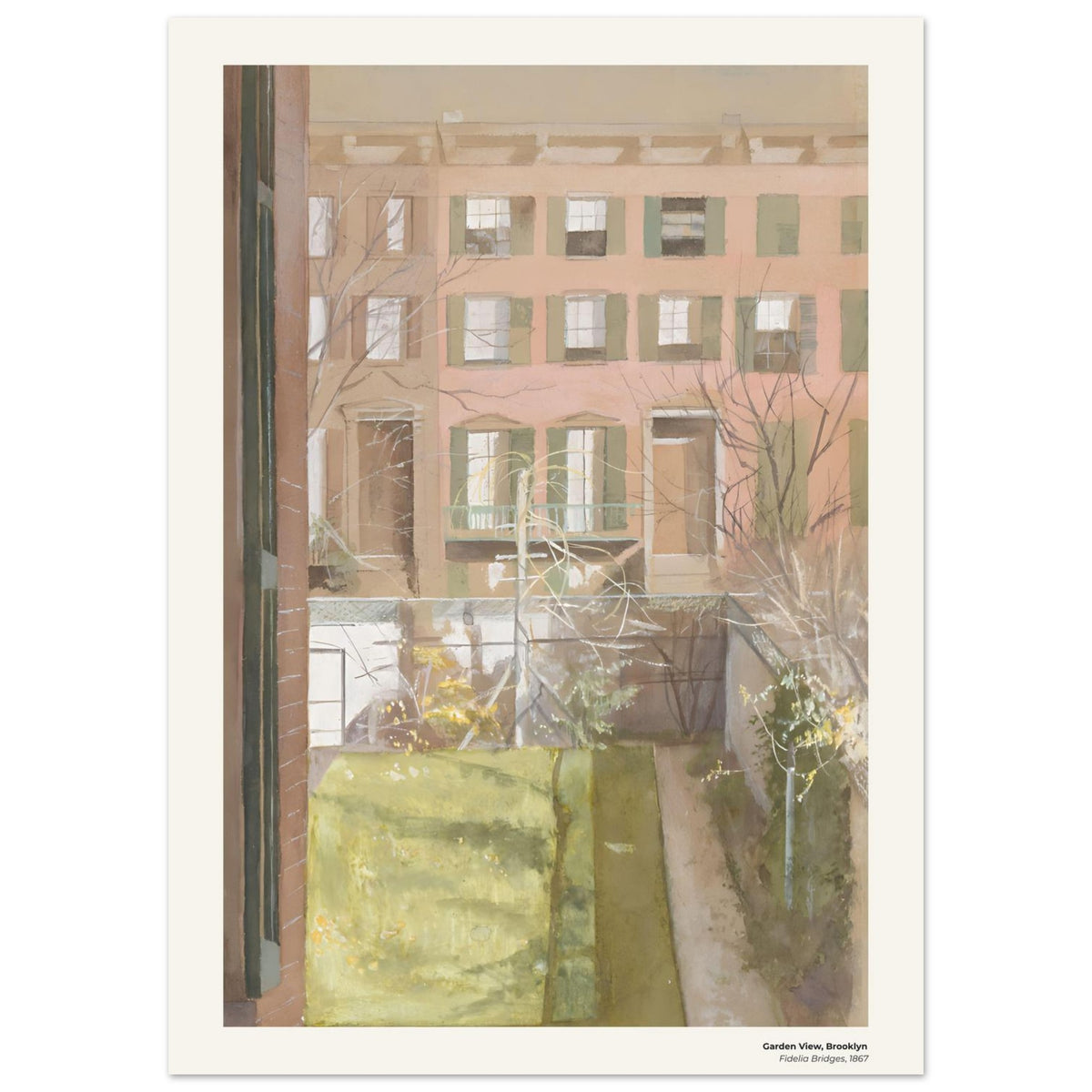 Vue sur le jardin, Brooklyn – Fidelia Bridges, détail de la reproduction