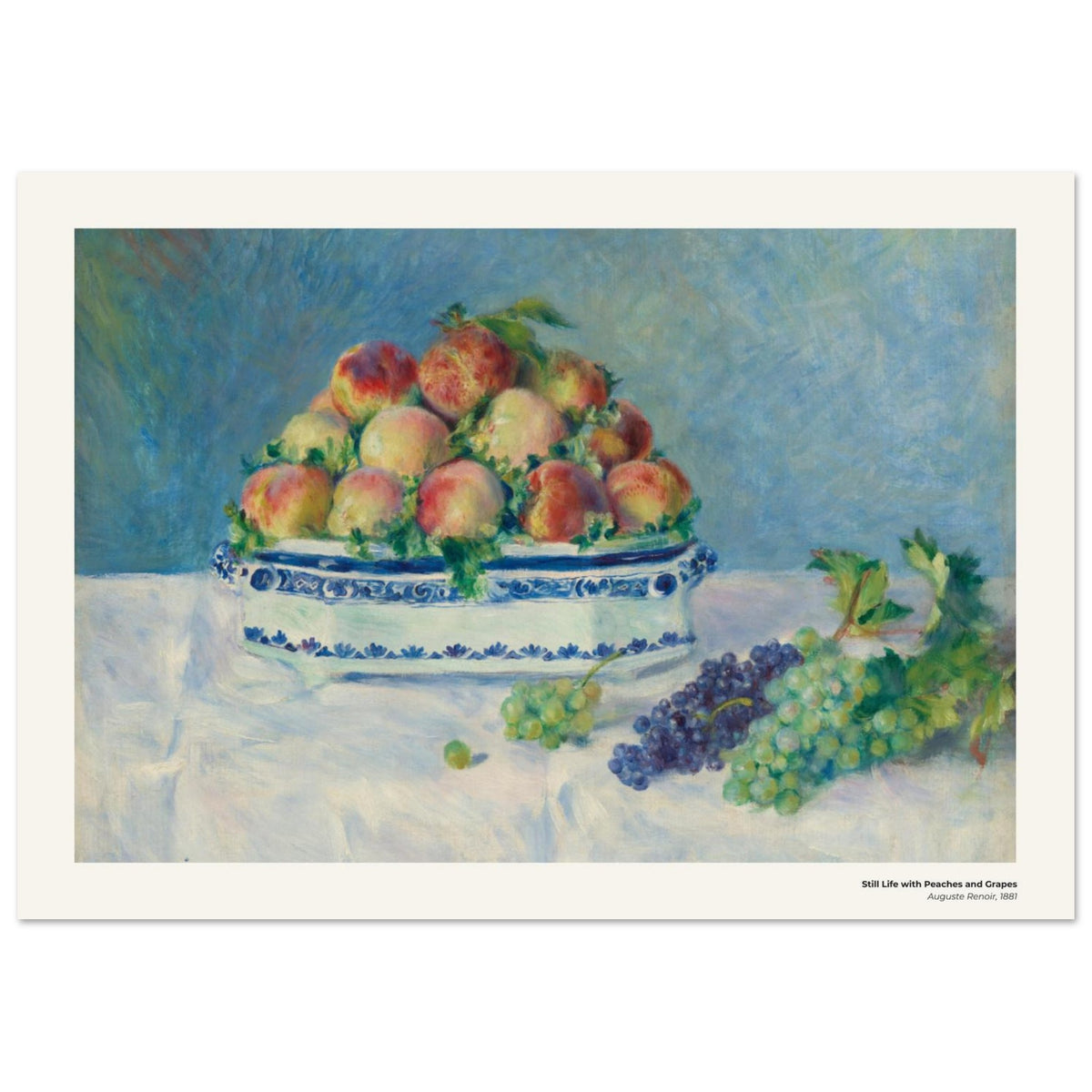 Nature morte aux pêches et aux raisins – Auguste Renoir, détail de la reproduction