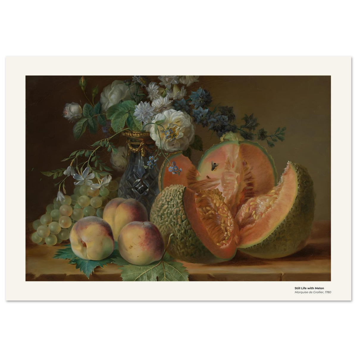 Nature morte au melon – Marquise de Grollier, détail de la reproduction