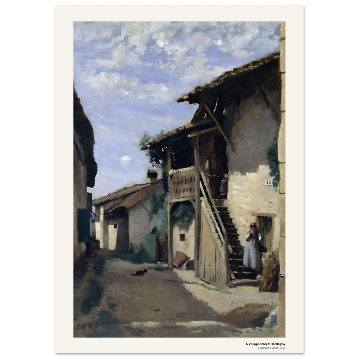 Une rue du village, Dardagny – Camille Corot, détail de la reproduction