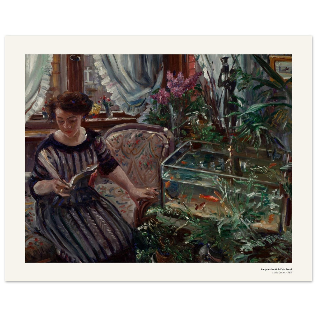 Dame au bassin à poissons rouges – Lovis Corinth, détail de la reproduction