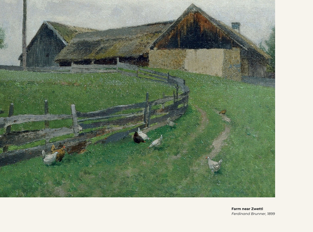 Ferme près de Zwettl – Ferdinand Brunner, avec légende titre et artiste